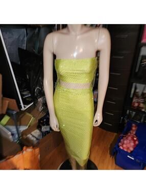 NEW W/ Tags Womens ENVME 2 Piece Dress, Sz Small Green Beaded